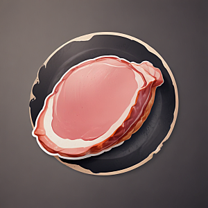 一片火腿插画卡通风格贴纸