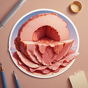 一片火腿插画卡通风格贴纸