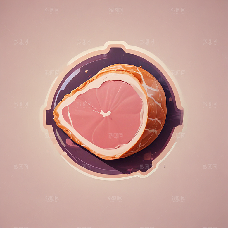 一片火腿插画卡通风格贴纸