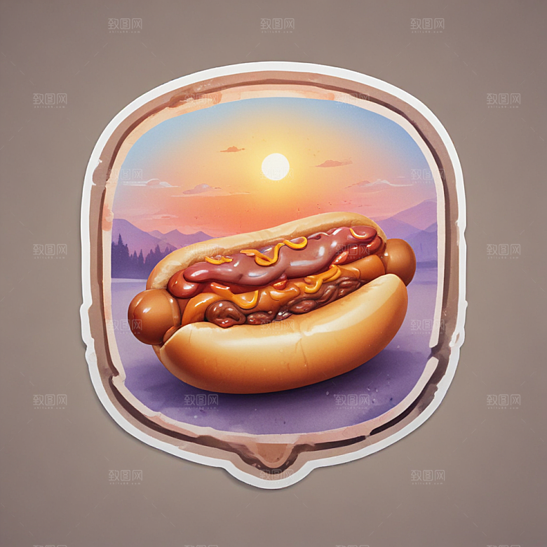 一个热狗插画卡通风格贴纸