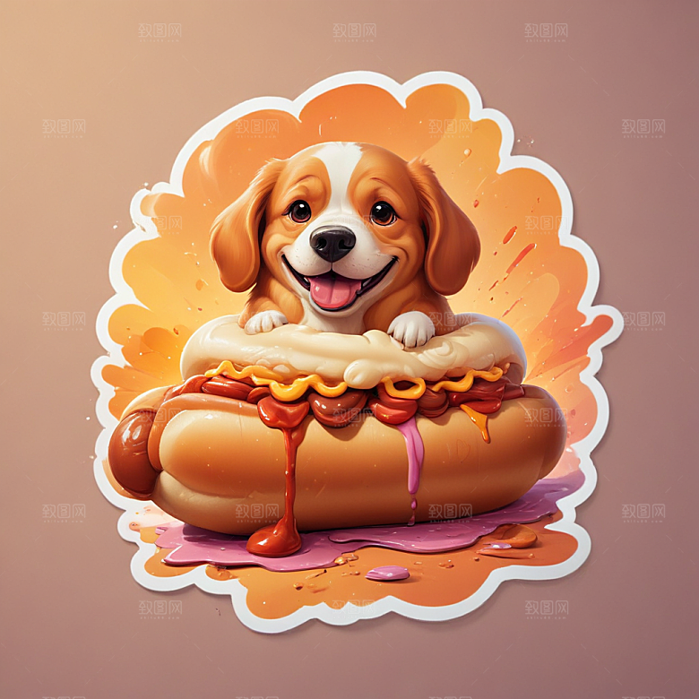 一个热狗插画卡通风格贴纸