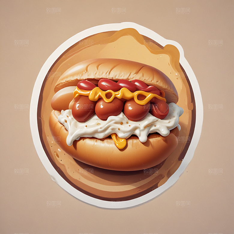 一个热狗插画卡通风格贴纸