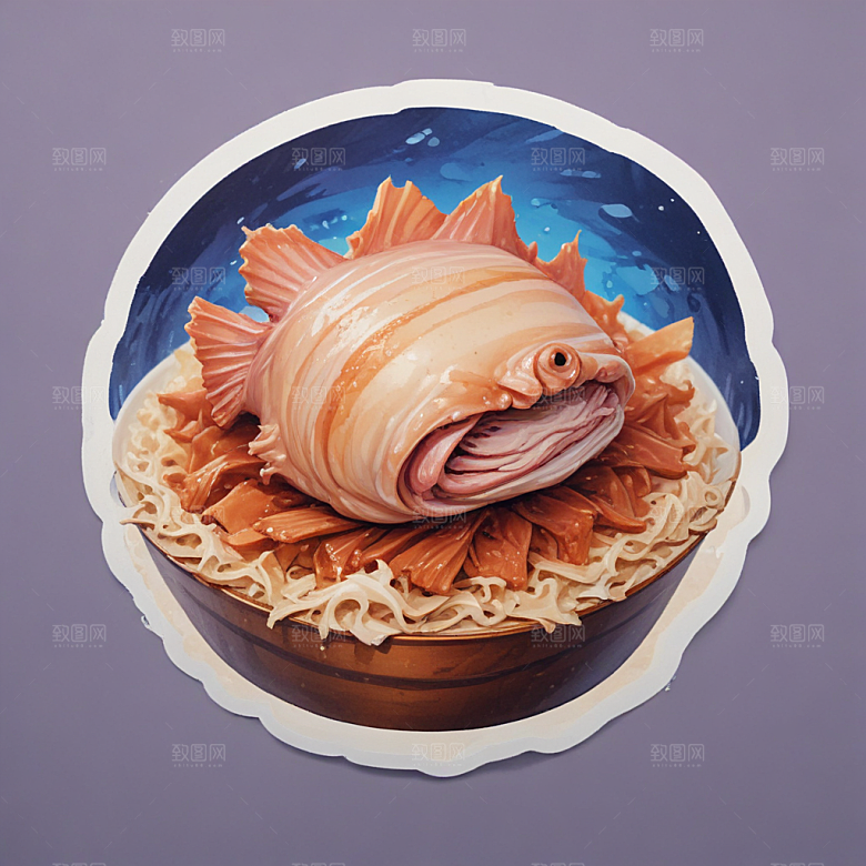 一份鱼香肉丝插画卡通风格贴纸
