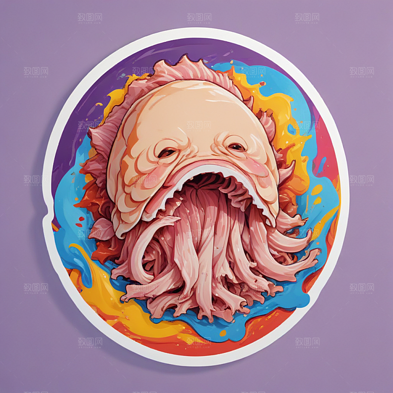 一份鱼香肉丝插画卡通风格贴纸