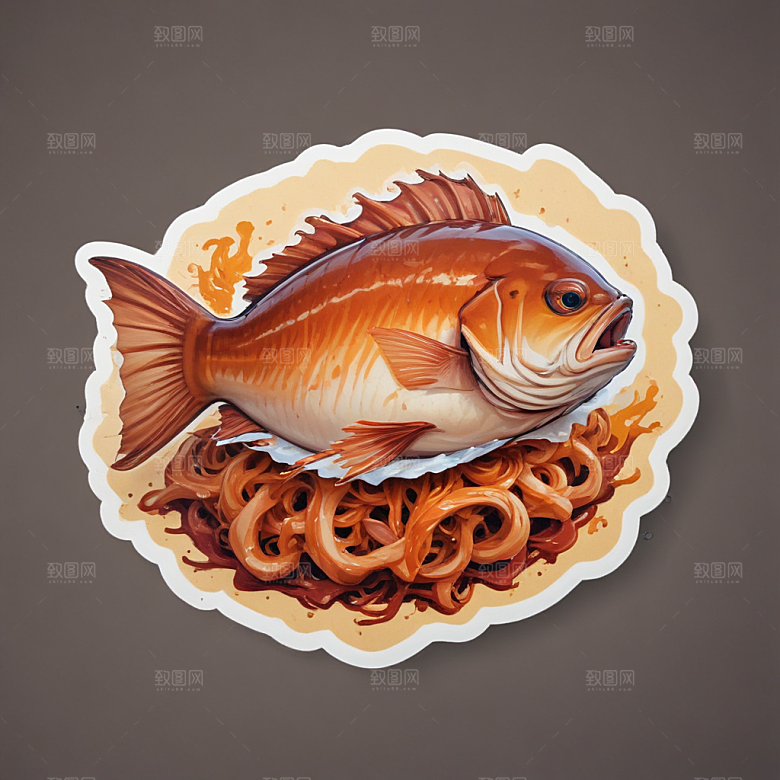 一份鱼香肉丝插画卡通风格贴纸