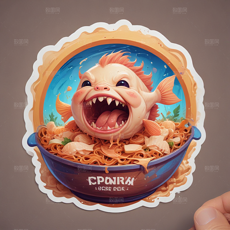 一份鱼香肉丝插画卡通风格贴纸