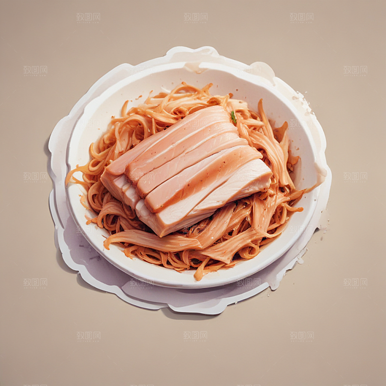 一份鱼香肉丝插画卡通风格贴纸