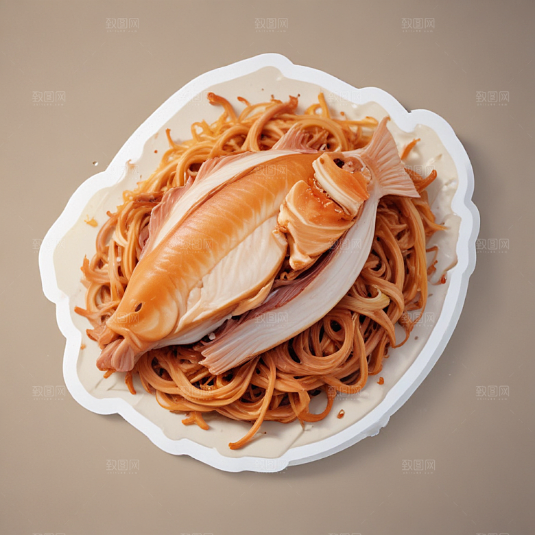 一份鱼香肉丝插画卡通风格贴纸