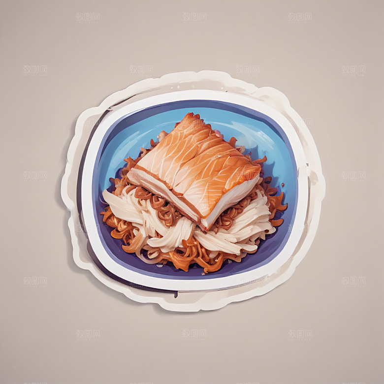 一份鱼香肉丝插画卡通风格贴纸
