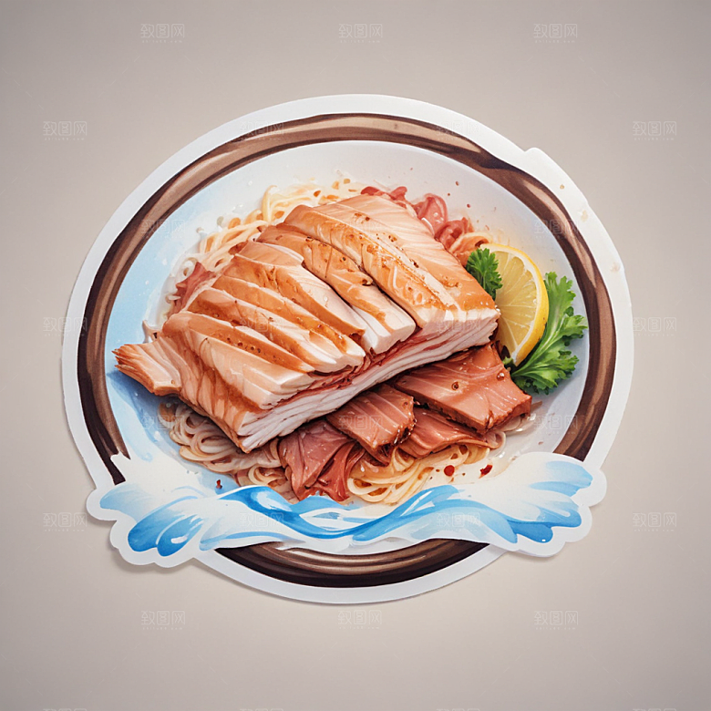 一份鱼香肉丝插画卡通风格贴纸