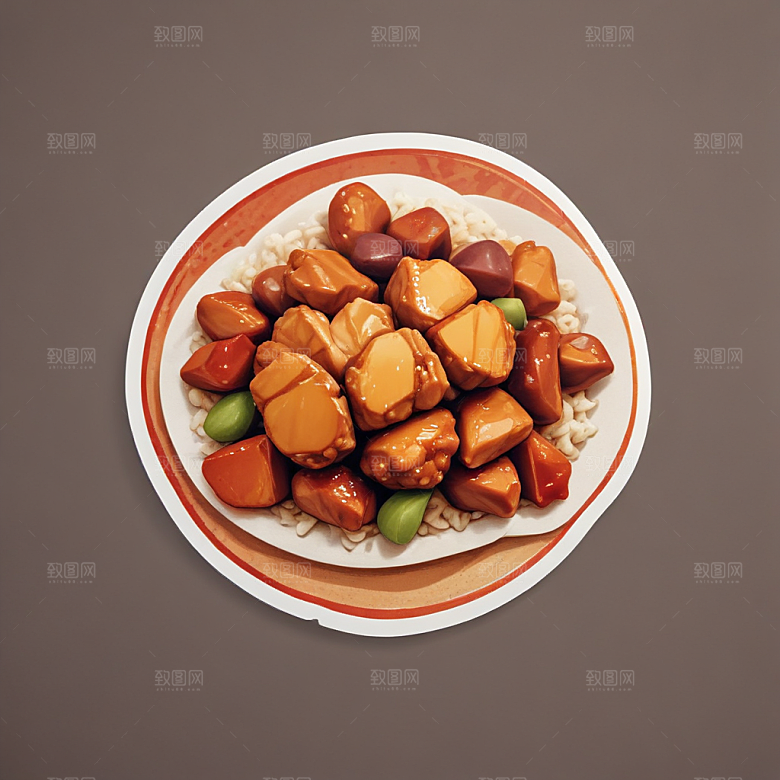 一份宫保鸡丁插画卡通风格贴纸
