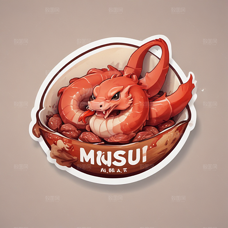 一份木须肉插画卡通风格贴纸