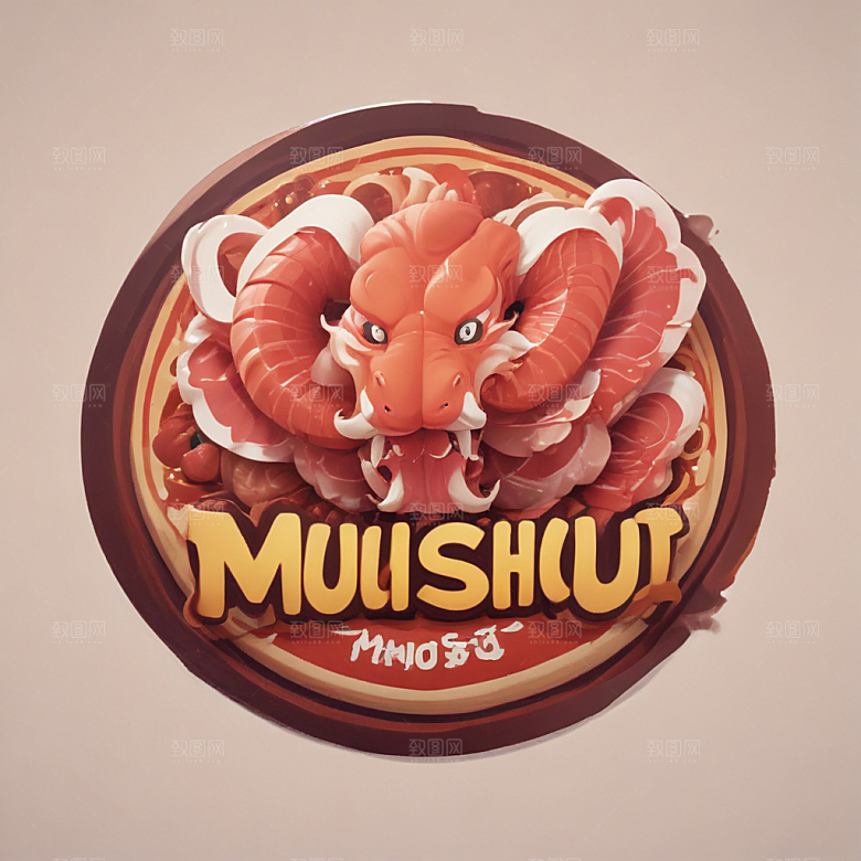 一份木须肉插画卡通风格贴纸