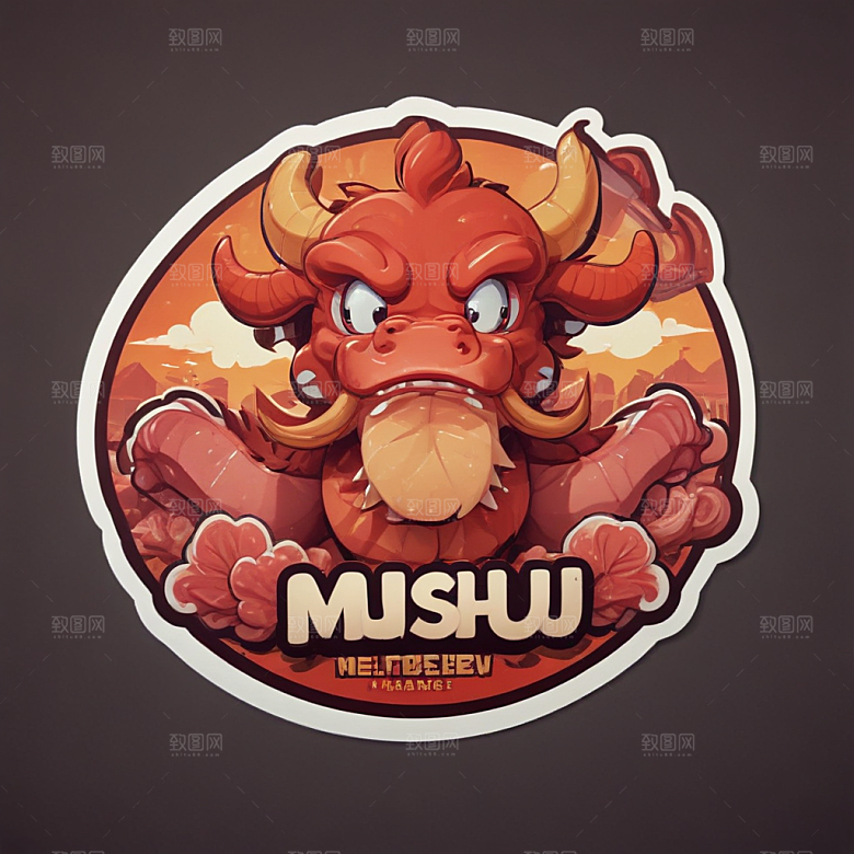 一份木须肉插画卡通风格贴纸