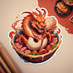 一份木须肉插画卡通风格贴纸