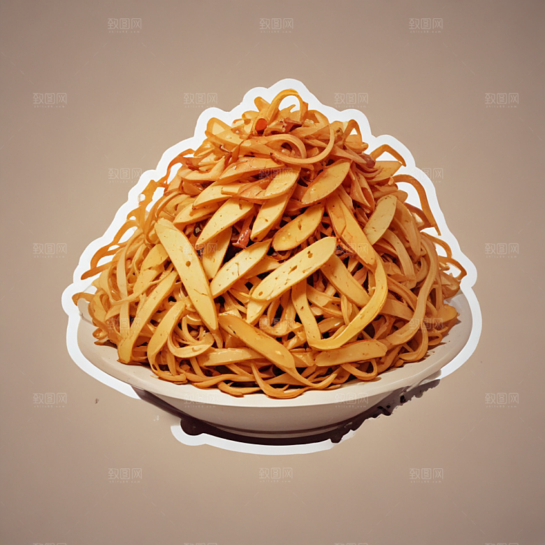 一份酸辣土豆丝插画卡通风格贴纸