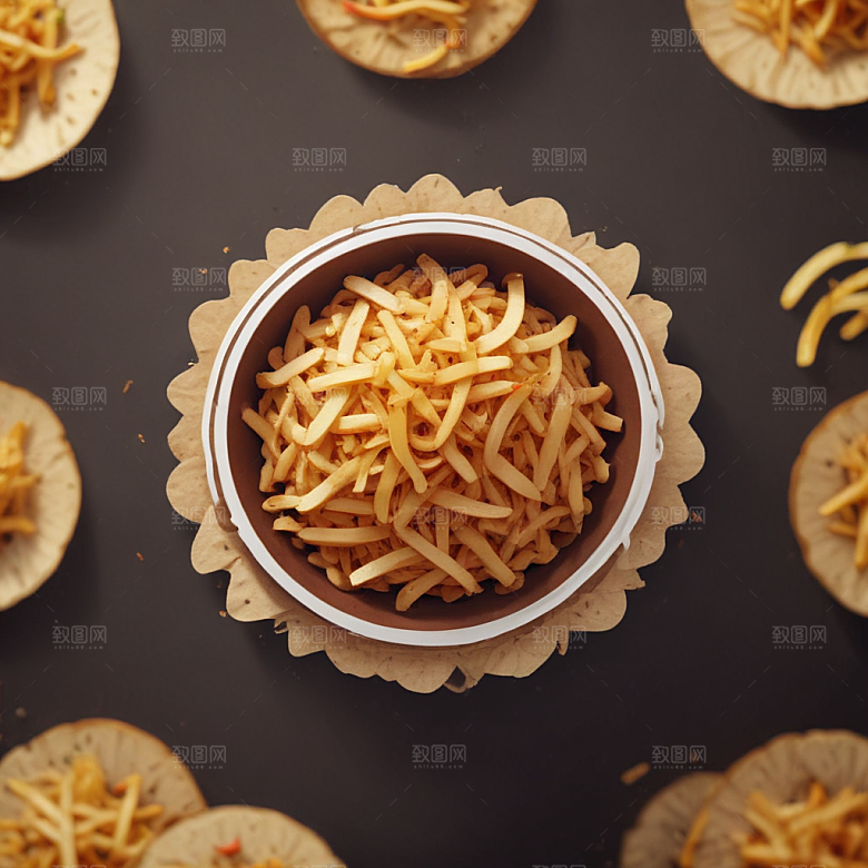 一份酸辣土豆丝插画卡通风格贴纸