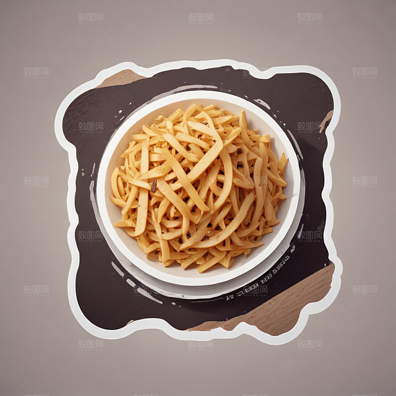 一份酸辣土豆丝插画卡通风格贴纸