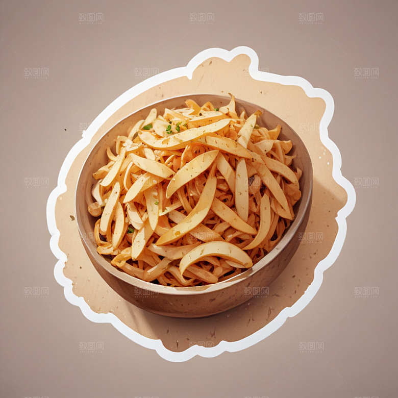 一份酸辣土豆丝插画卡通风格贴纸