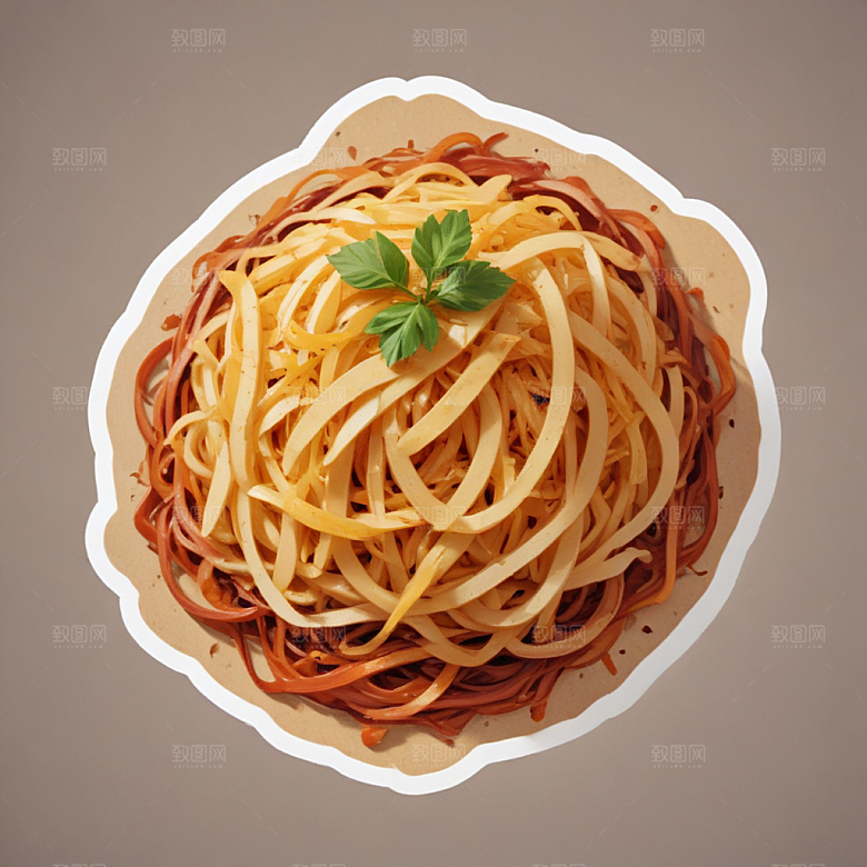 一份酸辣土豆丝插画卡通风格贴纸