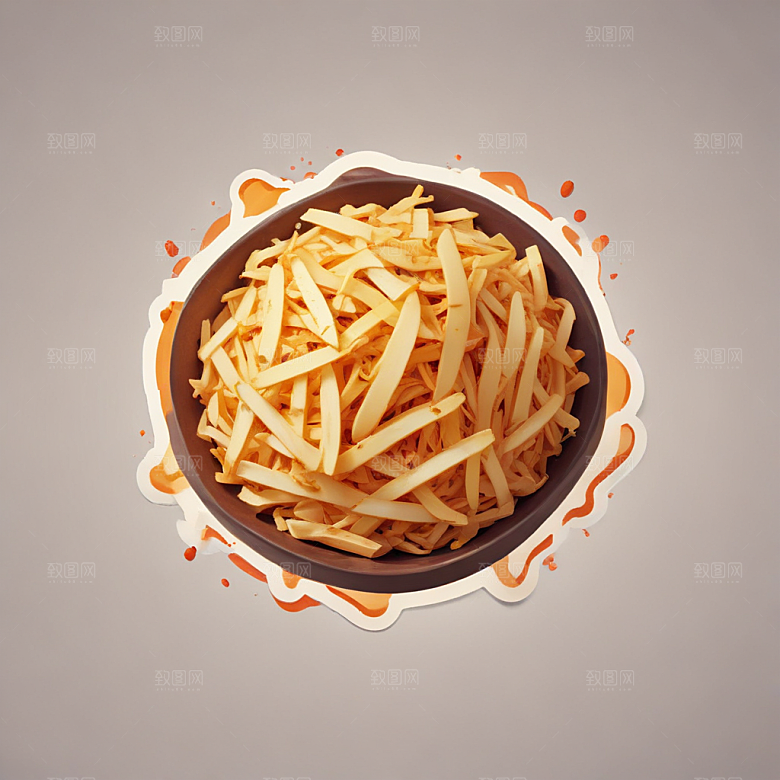 一份酸辣土豆丝插画卡通风格贴纸