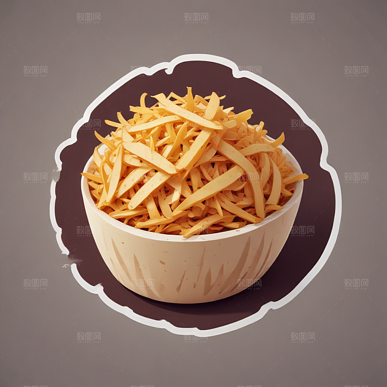 一份酸辣土豆丝插画卡通风格贴纸
