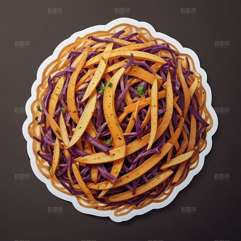 一份酸辣土豆丝插画卡通风格贴纸