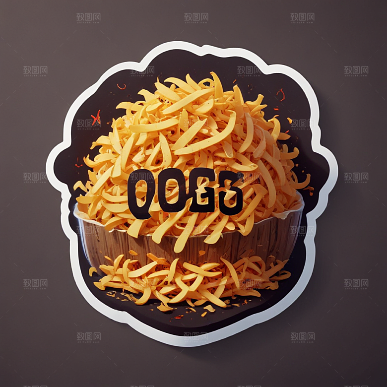 一份酸辣土豆丝插画卡通风格贴纸