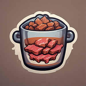 一份干锅牛肉插画卡通风格贴纸