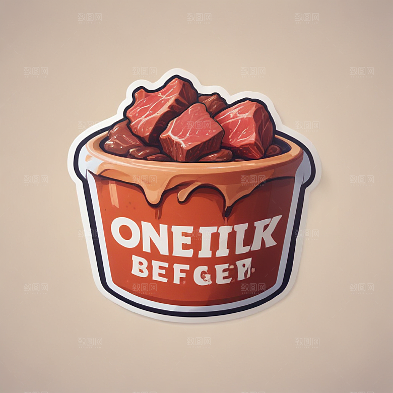一份干锅牛肉插画卡通风格贴纸