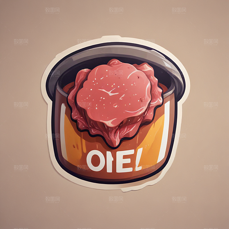 一份干锅牛肉插画卡通风格贴纸