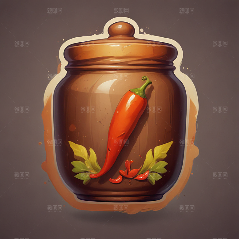 一份麻辣香锅插画卡通风格贴纸