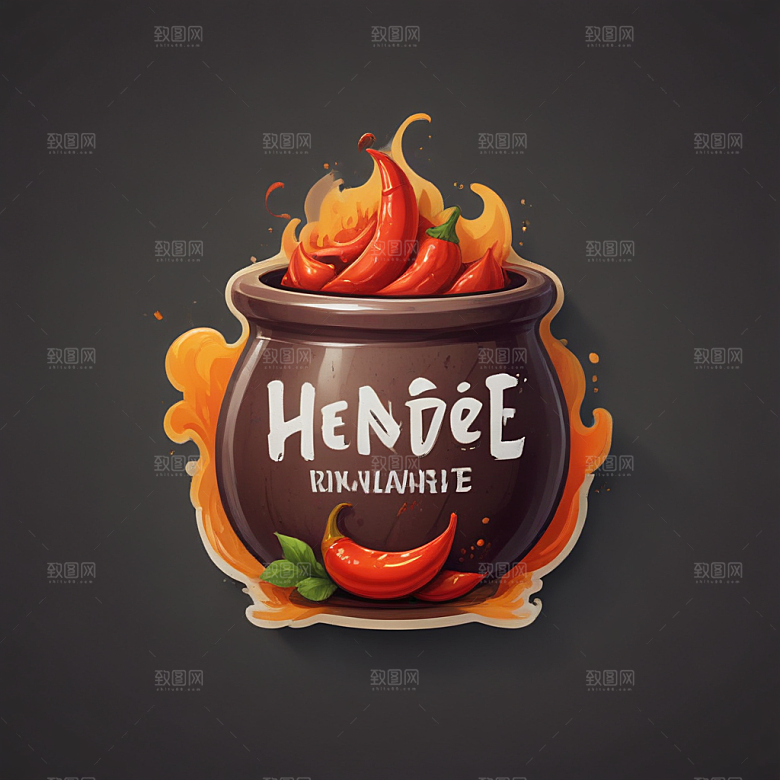 一份麻辣香锅插画卡通风格贴纸
