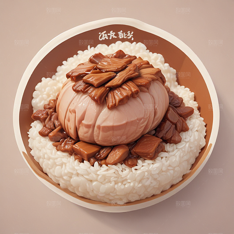一碗卤肉饭插画卡通风格贴纸