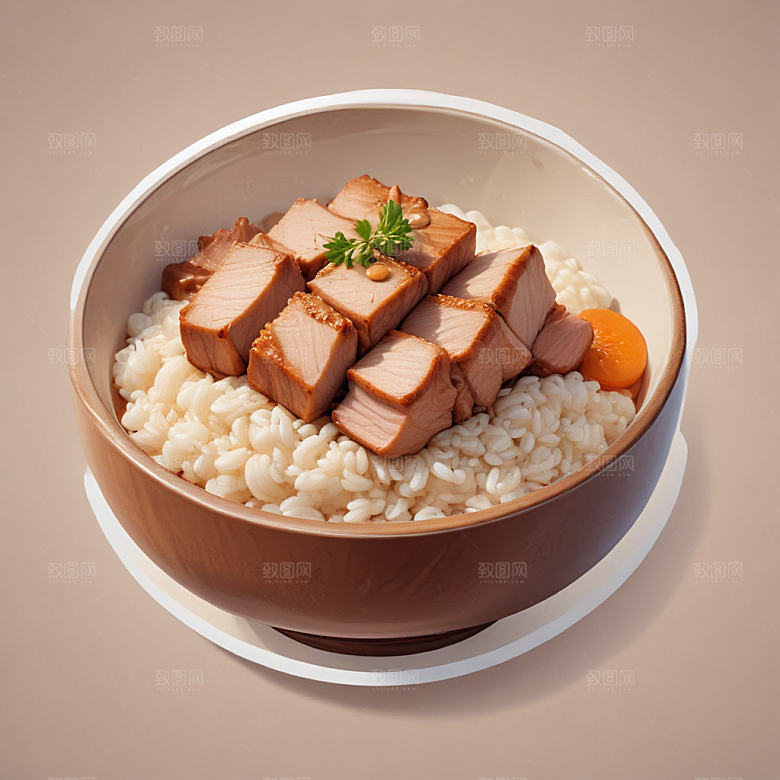一碗卤肉饭插画卡通风格贴纸