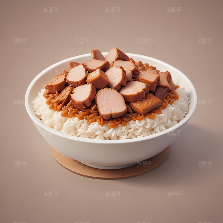 一碗卤肉饭插画卡通风格贴纸