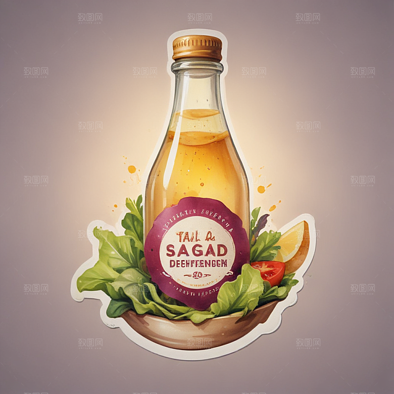 一瓶沙拉酱插画卡通风格贴纸