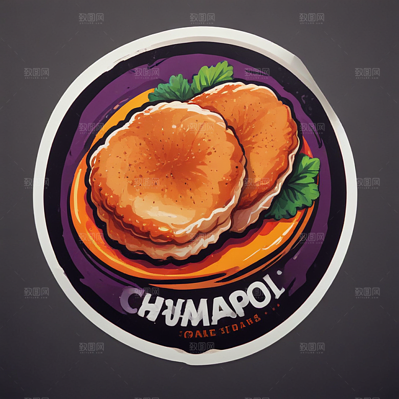 一份鸡排插画卡通风格贴纸