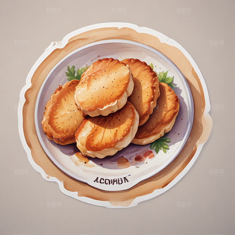 一份鸡排插画卡通风格贴纸