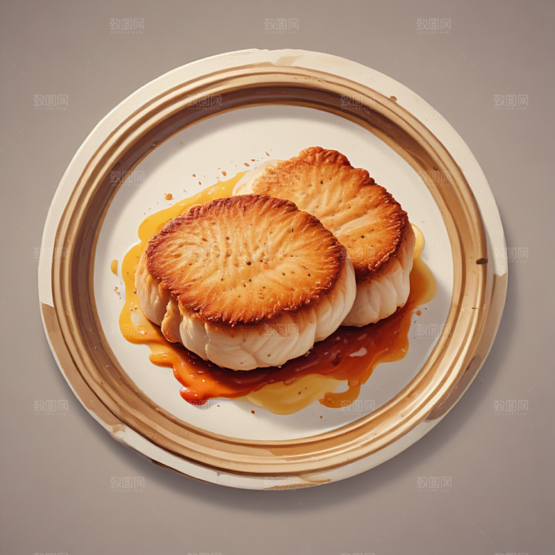一份鸡排插画卡通风格贴纸