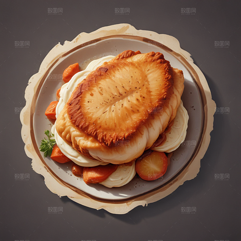 一份鸡排插画卡通风格贴纸