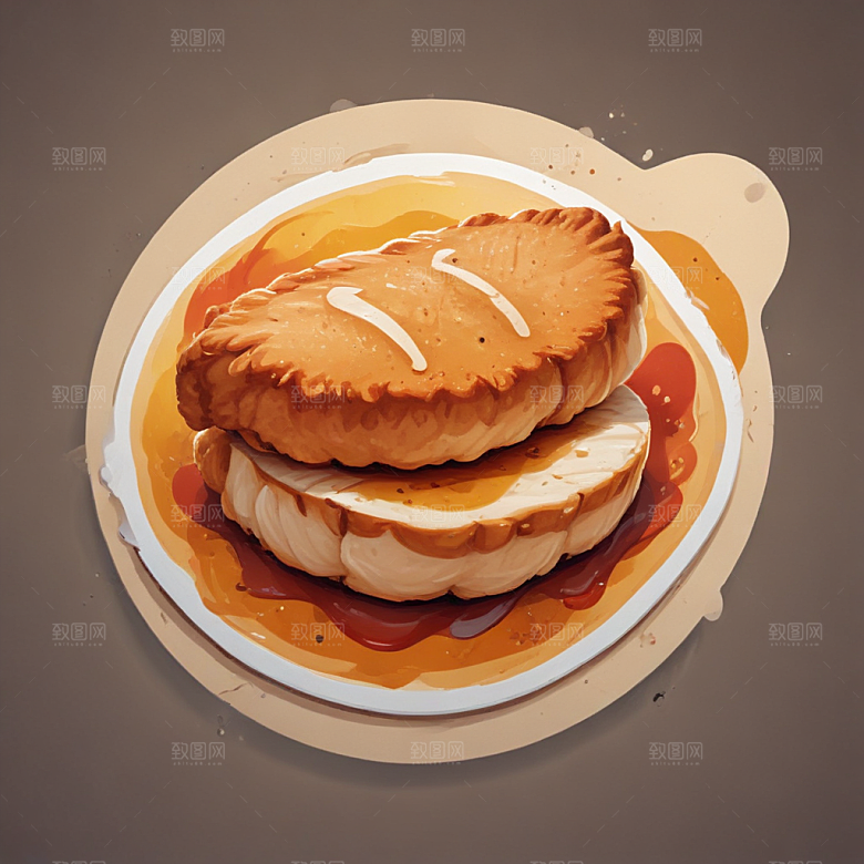 一份鸡排插画卡通风格贴纸
