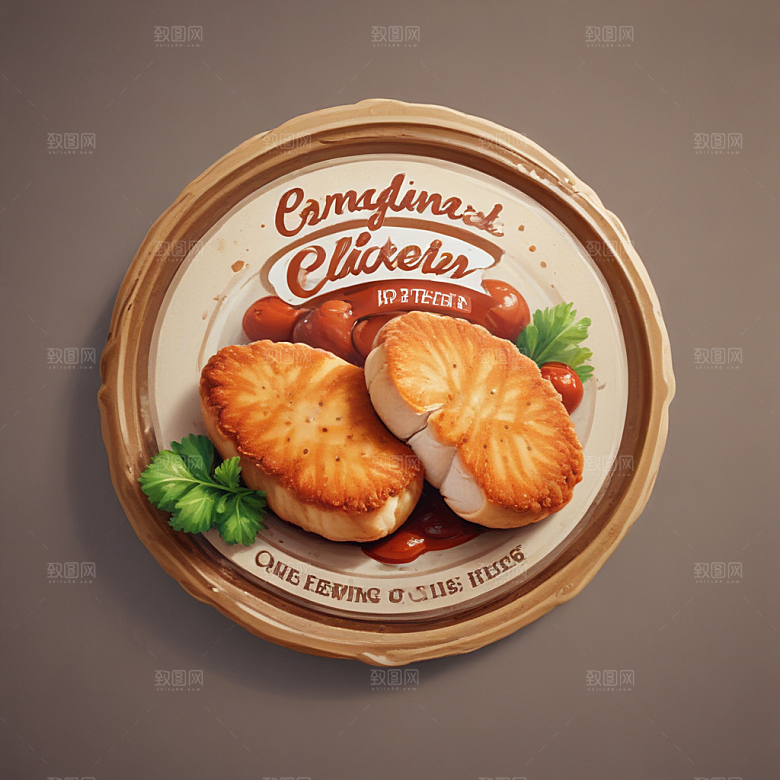 一份鸡排插画卡通风格贴纸