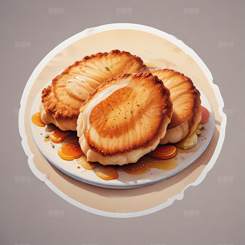 一份鸡排插画卡通风格贴纸