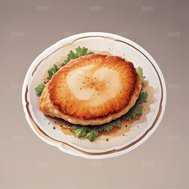 一份鸡排插画卡通风格贴纸
