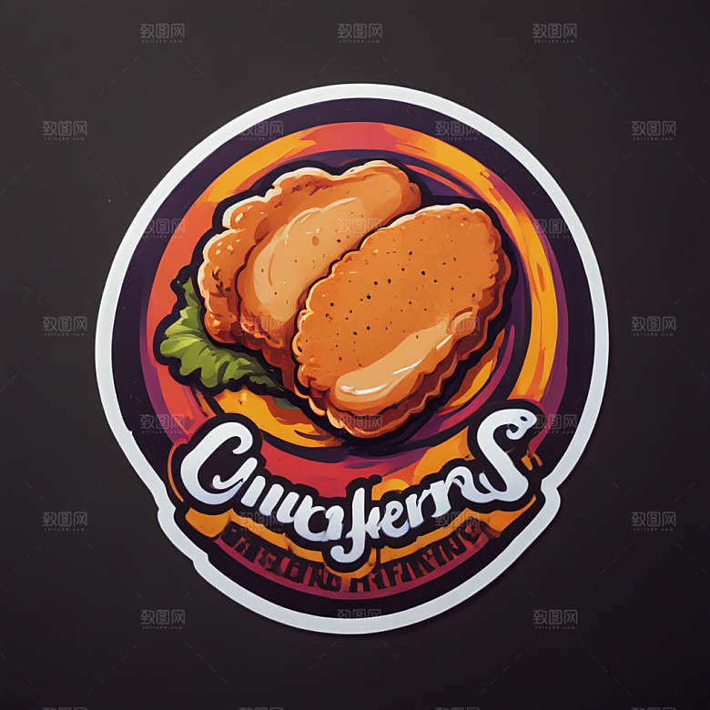 一份鸡排插画卡通风格贴纸