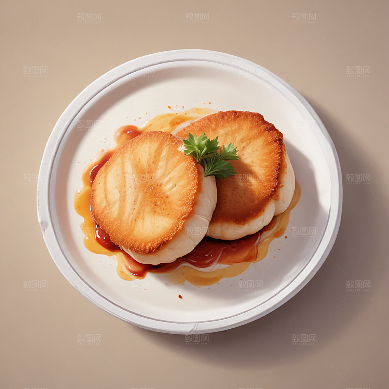 一份鸡排插画卡通风格贴纸