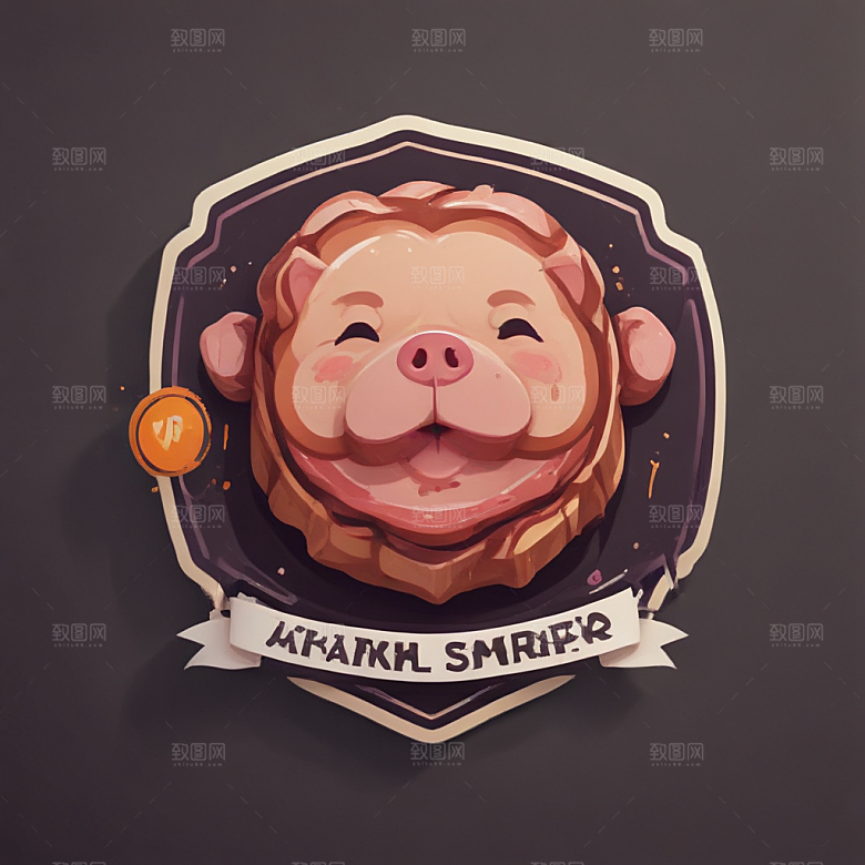一份猪排插画卡通风格贴纸
