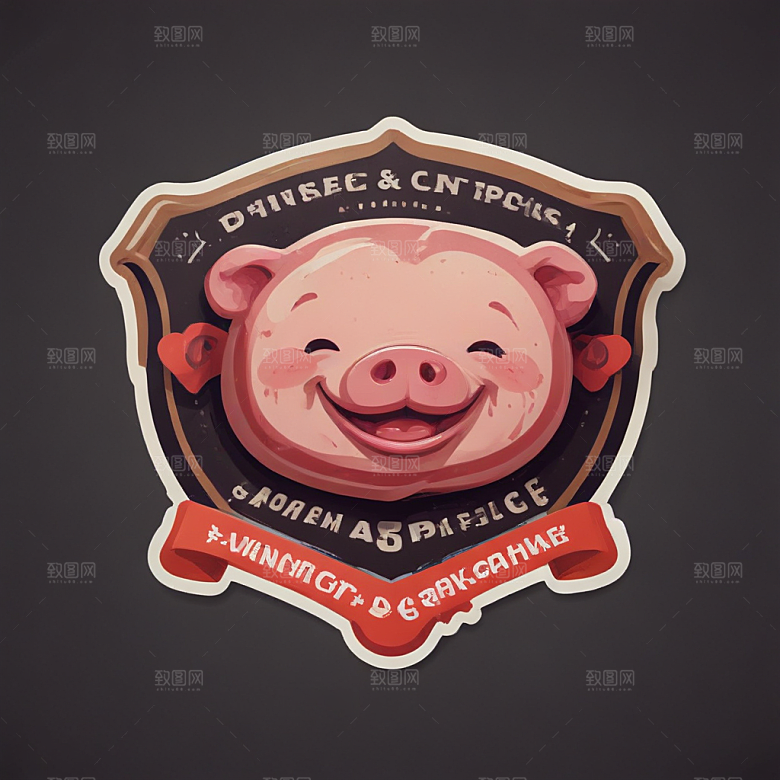 一份猪排插画卡通风格贴纸
