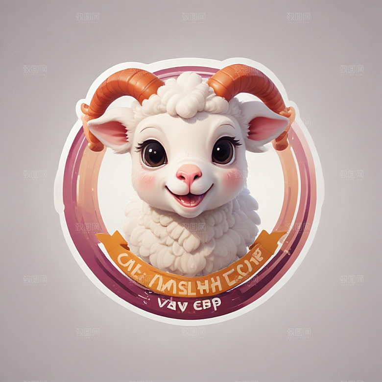 一份羊排插画卡通风格贴纸